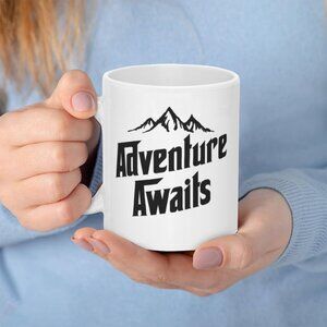 Adventure Awaits White Ceramic Mug